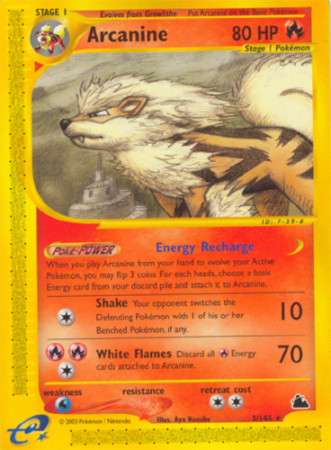 Carte ARCANINE Rare Holo 010/090 1 ED Pt2 Pokemon Card 