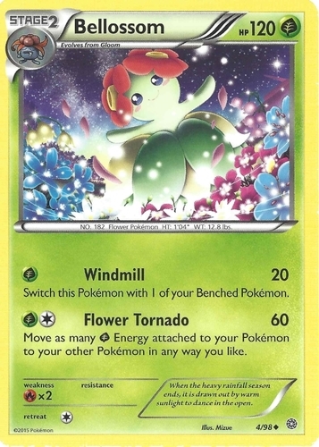 3/111 1x Bellossom Unlimited Edition Lightly Played Pokemon G2 Holo Rare 