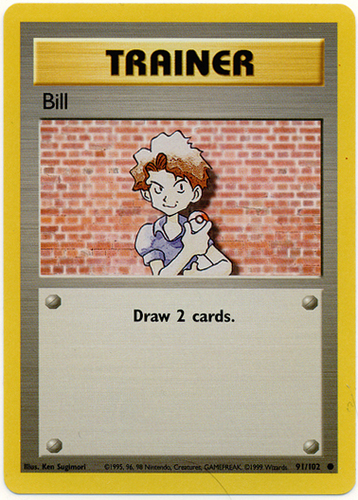 91/102 NM Condition trainer Pokemon Unlimited Base Set Bill 