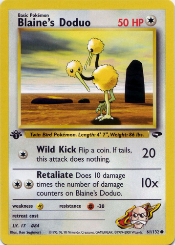 NM+ 1999 Doduo #48/102 BASE 1st set Pokemon Cards - RARE 