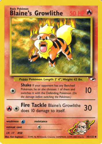 Blaine's Growlithe 62/132 Gym Heroes Pokemon Card 