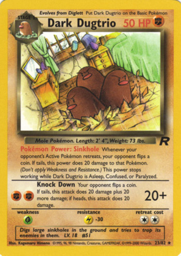 NM Unlimited Pokemon DUGTRIO Card BASE Set 19/102 Non-Holo RARE 1999