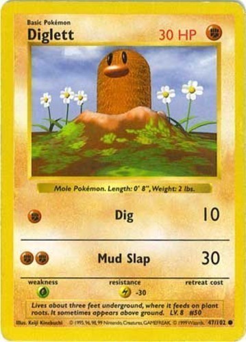 52/82 NM Pokemon Card Rocket 1st Edition Diglett