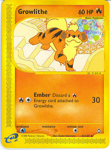 Growlithe Uncommon Pokemon Card "Base Set-2" 42/130 MINT PACK FRESH! 