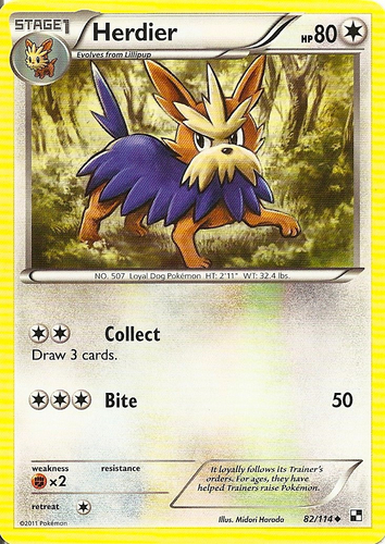 Pokemon Sun And Moon Herdier Single Card Uncommon 