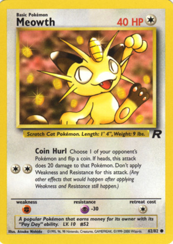 56/62 Pokemon Card. Meowth Jungle VG 
