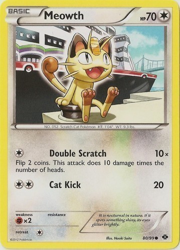 Base Set 2-80/130 Common Pokemon Card MEOWTH Unlimited Edition NM