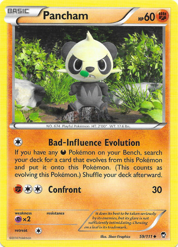 Pancham Common Reverse Holo Pokemon Card XY BREAKThrough 86/162 