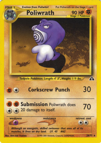 Shiny Pokemon TCG Card Topps Series 1 #62 1999 Light Play Poliwrath Holo Foil 