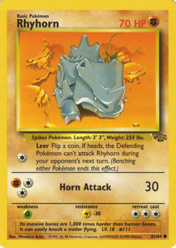 Rhyhorn Legendary Collection 90/110 Pokemon Card Near Mint 