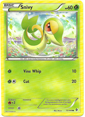 Pokemon XY Fates Collide Snivy Common Card 5/124 NM 