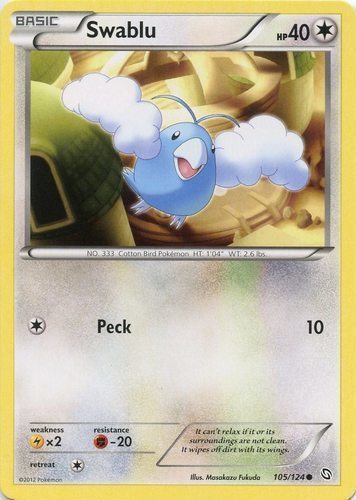 NM Pokemon Cards Altaria 92/113 & Swablu 103/113 Legendary Treasures Set