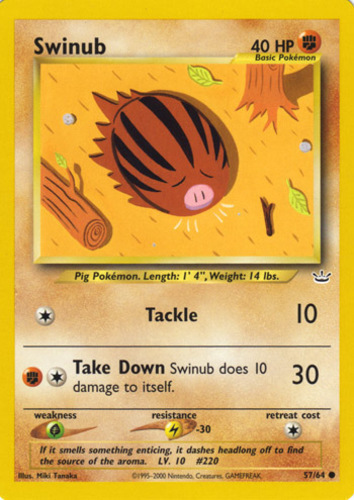 NM Common SWINUB 84/105 Pokemon Card Neo Destiny 
