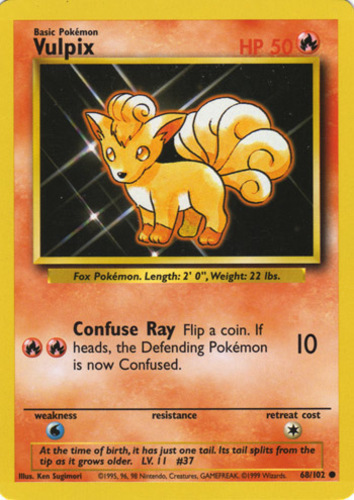 Excellent Near Mint condition RARE Pokemon Card Vulpix 68/95