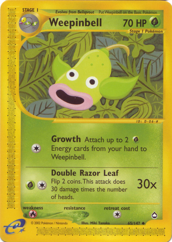 Weepinbell 1999 Edition 1st Print Jungle Set PL EX 48/64 Uncommon Pokemon Card