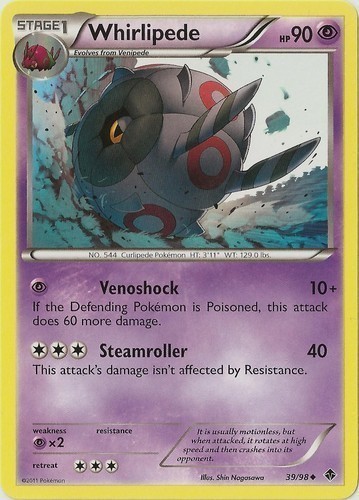 Uncommon NM-Mint Pokemon BW 4x Whirlipede 39/98 Emerging Powers 